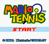 Mario Tennis title screen for GameBoy Color